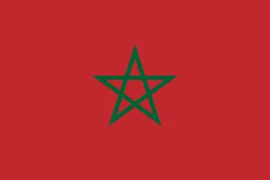 Drapeau du Maroc, &eacute;toile verte sur fond rouge.