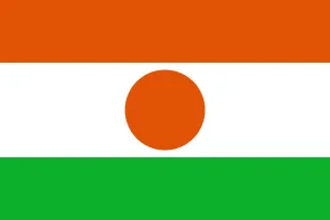 Drapeau du Niger avec bandes horizontales et cercle orange.