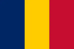 Drapeau tricolore vertical bleu, jaune, rouge.